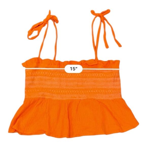Free People Smock It To Me Embroidered Orange Elastic Tube Tank Top Large - Picture 5 of 9